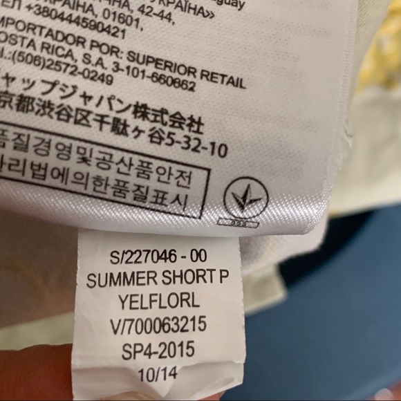 Gap Khakis Shorts Women 0 Yellow Floral Print 3" Shorts Stretch Chino Casual - Picture 12 of 12